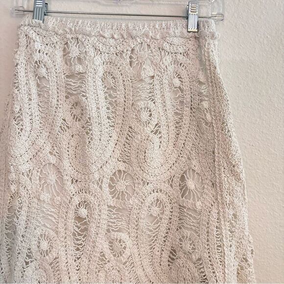 POL Women's Natural High Low Crocheted Skirt in Ivory Size OS - Picture 4 of 6